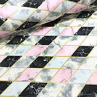 Водоотталкивающая ткань Duck (G) Ромбики черно-розовые