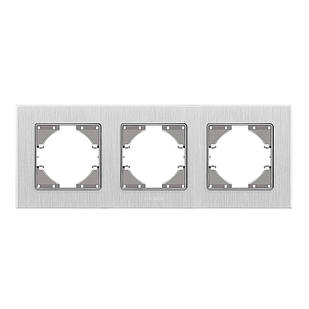 VIDEX BINERA Рамка сріблястий алюміній на 3 місця горизонтальна