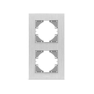 VIDEX BINERA Рамка сріблястий алюміній на 2 місця вертикальна