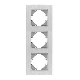 VIDEX BINERA Рамка сріблястий алюміній на 3 місця вертикальна