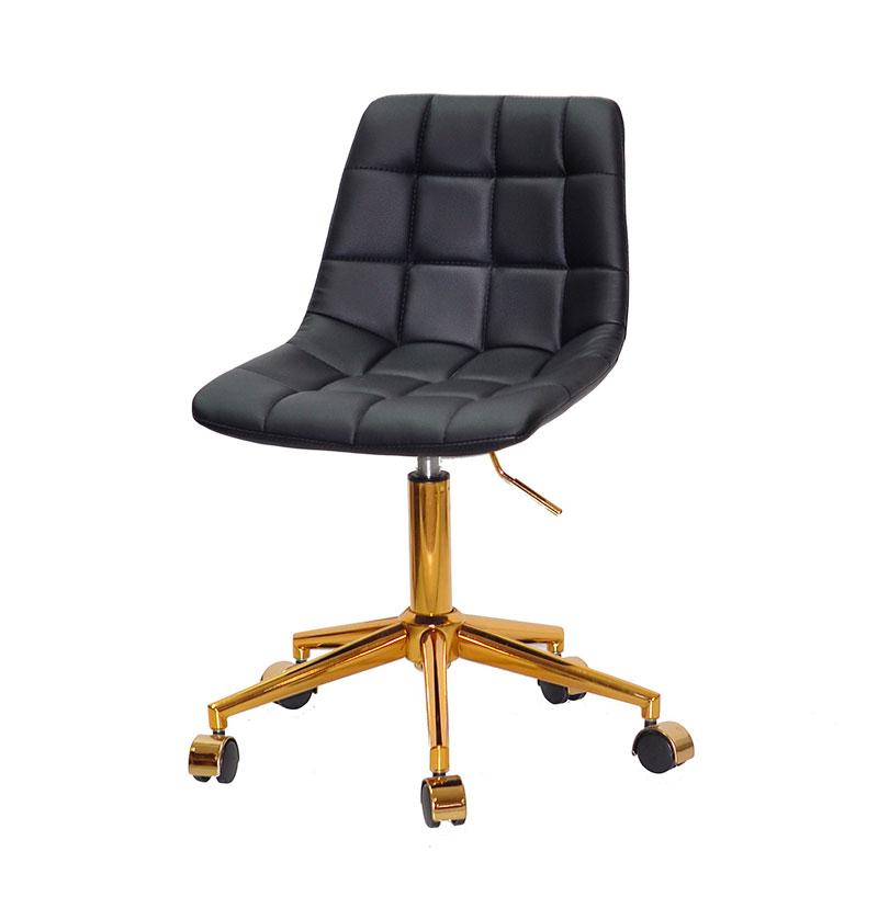 Стілець Robin GD-Modern Office чорний шкірозамінник на золотій хрестовині модерн з коліщатками