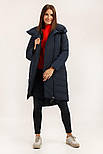 Довга жіноча куртка демісезонна Finn Flare A19-12014-101 темно-синя M, фото 3