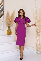 Жіноче плаття міді з воланами пурпурове