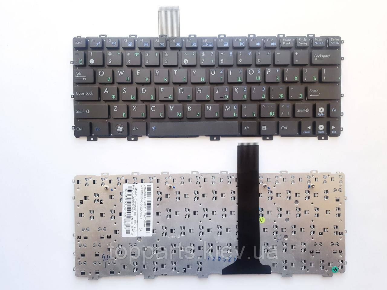 Клавіатура для ноутбуків Asus EEE PC 1011, 1015, X101 series чорна без рамки RU/US