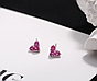 Сережки Рожеві сердечка з фіанітів, маленькі милі сережки, срібне покриття 925 проби, фото 6