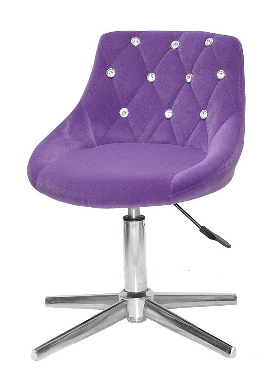 Стілець Foro SV Modern Base пурпур оксамит із каретною стяжкою зі стразами на хромованій хрестовині зі стопами, фото 1