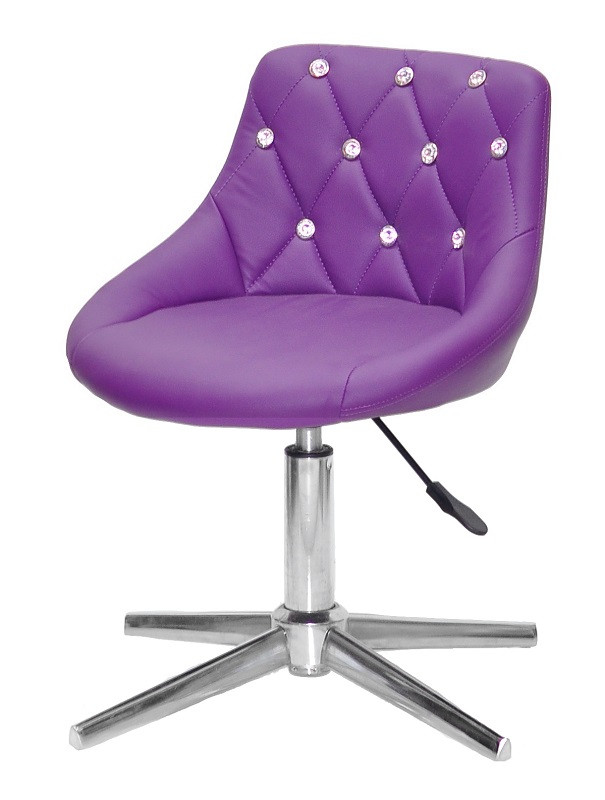 Стілець Foro SV Modern Base пурпур шкірозамінник із каретною стяжкою зі стразами на хромованій хрестовині зі стопами, фото 1