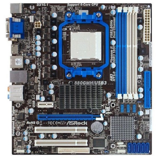 Плата AMD sAM3 ASRock 880GMH/USB3 125W !! на DDR3 ! з HDMI Розуміє ЛЮБІ 2-6 ЯДЕРНІ ПРОЦИ до PHENOM II X6 1000T, фото 1