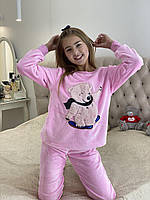 Тёплая пижама для девочки с аппликацией медвежонок р.122-158 см