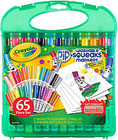 Змивні фломастери Crayola Washable Markers у кейсі, набір маркерів і паперу для творчості Крайолу 65 од