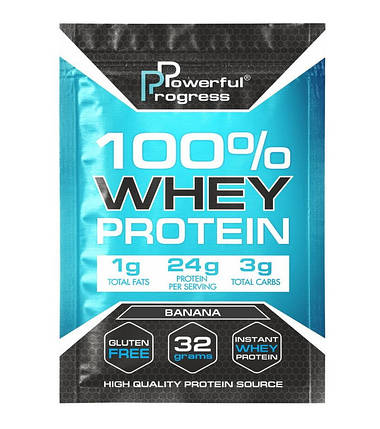 Концентрат сивороткового протеїну Powerful Progress 100% Whey Protein 32 g полуниця, фото 2