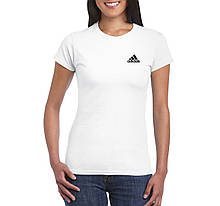 Жіноча бавовняна футболка Адідас (Adidas) з брендовим логотипом,