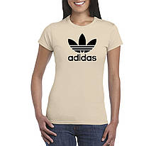 Жіноча бавовняна футболка Адідас (Adidas) з брендовим логотипом,
