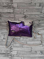 Нарядная детская сумочка, клатч в пайетках 22*32 см Фиолетовый