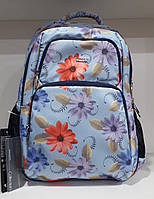 Школьный рюкзак ортопедический для девочки модный голубой в разноцветных ромашках Dolly 548 30х39х21 см