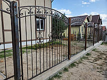 Кованый забор с воротами и калиткой для загородного дома 2