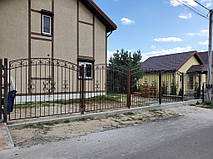 Кованый забор с воротами и калиткой для загородного дома 5