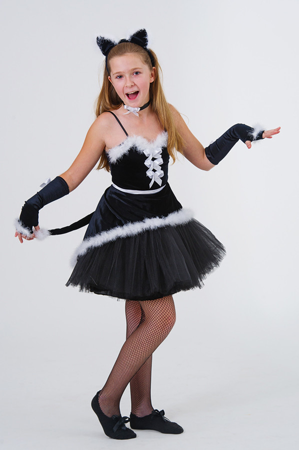 Дитячий карнавальний костюм Чорна Кішка на зріст 110-116 см, 122-128 см