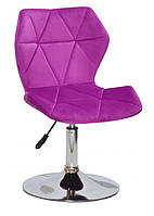 Стілець Greg CH-Base бузок В-1022 оксамит на хромованій опорі-бліні, поворотний із регулюванням висоти, фото 3