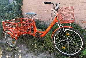 Дорослий триколісний вантажний велосипед Ukrbike (Україна) велорикша з амортизаторами двопідвісний