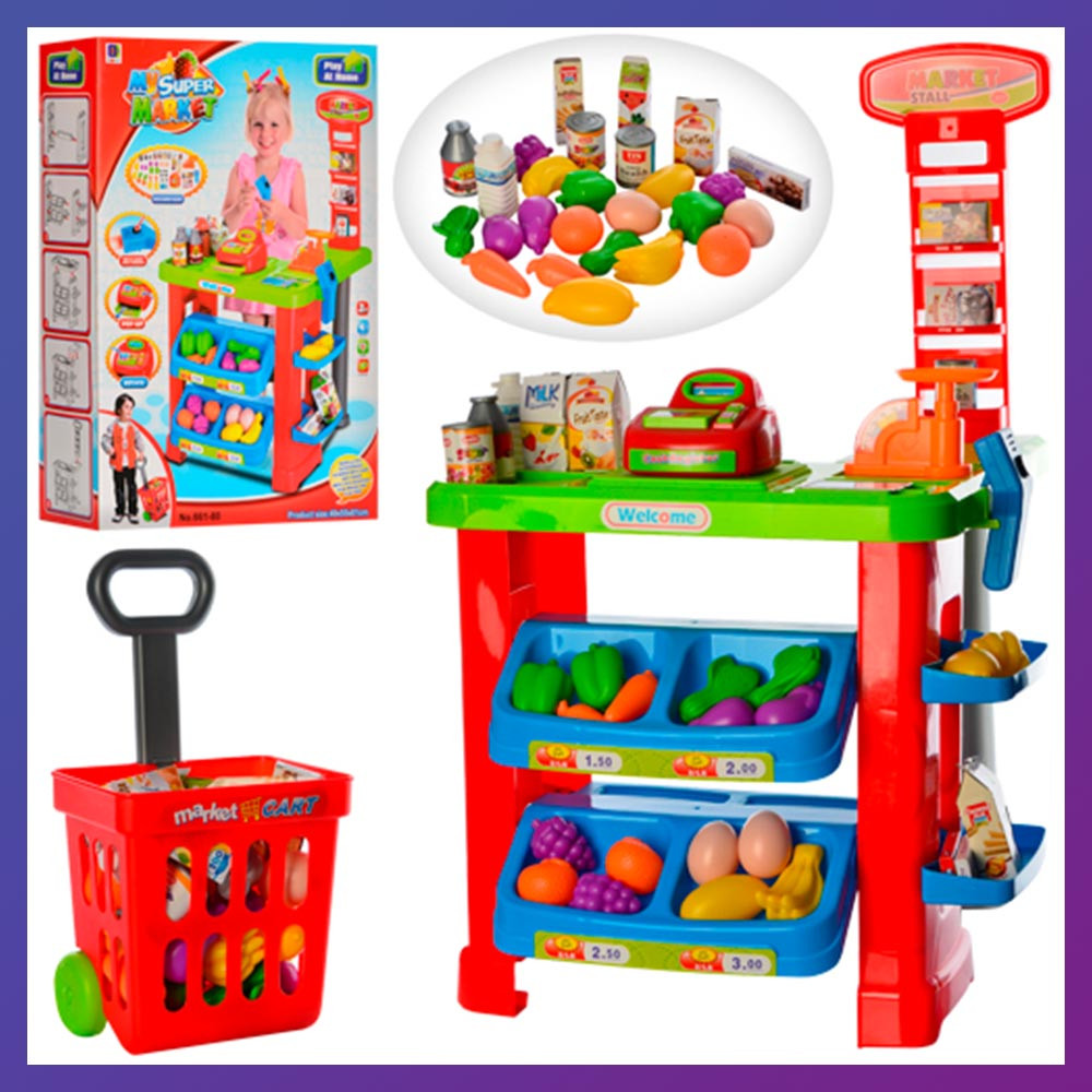 Дитячий ігровий набір магазин-супермаркет 661-80 Супермаркет з візком і продуктами