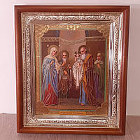 Икона Сретение Господне, лик 15х18 см, в светлом прямом деревянном киоте