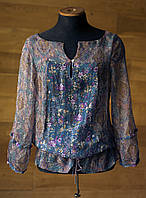Шелковая блузка в цветочек женская Zara, размер S, M