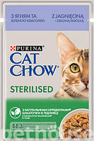 Cat Chow Sterilised консервы Кэт Чау с ягненком и зеленой фасолью в желе для стерилизованных кошек 85г