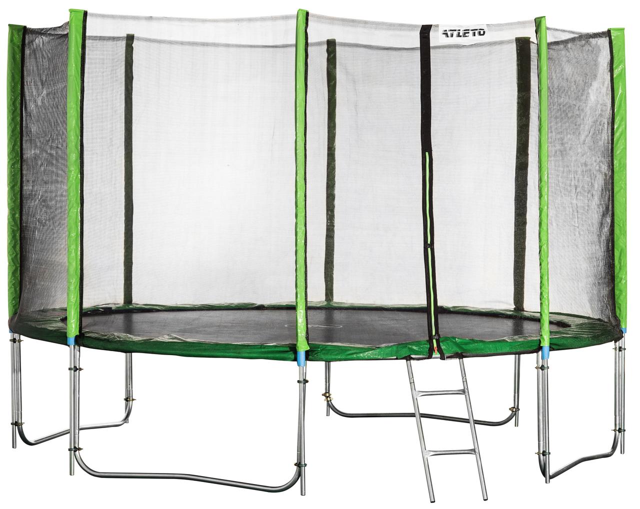 Батут Atleto 490 см з подвійними ногами з сіткою зелений (21001003)