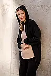 Теплий трикотажний зіп худі для вагітних та годуючих мам чорний, 5304114-Ч, фото 6