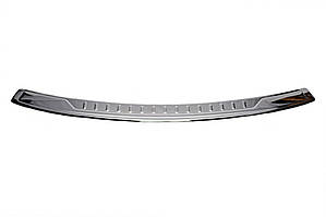 Volkwagen Caddy 2010-2015 Накладка на задний бампер с загибом (Carmos V1, сталь) TMR Накладки на задний бампер