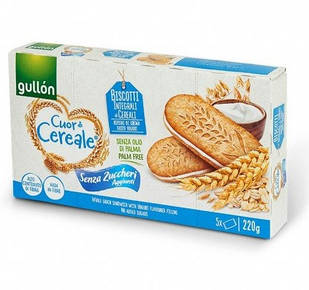 Печиво Сендвіч Gullon Cuor di Cereale з йогуртовою начинкою без цукру і пальмової олії 220 г Іспанія