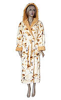 Теплий жіночий халат із капюшоном, довгий, на запах Massimo Monelli квітковий принт