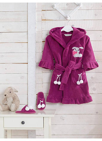 Халат Soft Cotton BUNNY фіолетовий, 4-6 років 116см, фото 2