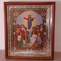 Икона Вознесение Господне, лик 15х18 см, в светлом прямом деревянном киоте