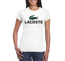 Жіноча бавовняна футболка Лакост (Lacoste) з брендовим логотипом,
