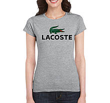 Жіноча бавовняна футболка Лакост (Lacoste) з брендовим логотипом,