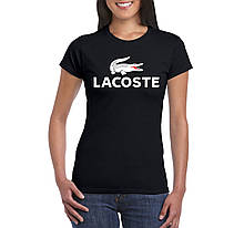 Жіноча бавовняна футболка Лакост (Lacoste) з брендовим логотипом,