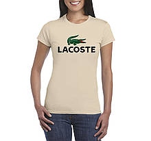 Жіноча бавовняна футболка Лакост (Lacoste) з брендовим логотипом,