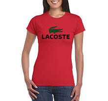 Жіноча бавовняна футболка Лакост (Lacoste) з брендовим логотипом,