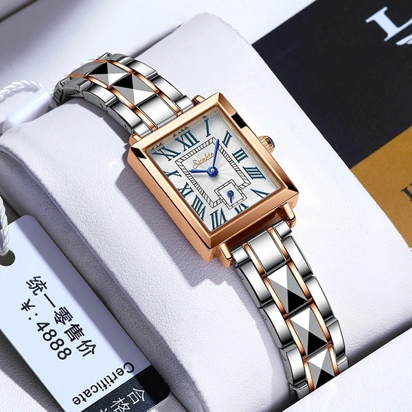 Женские наручные часы кварцевые стальной браслет гарантия 12 месяцев с японским механизмом Sunkta Festival