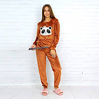 Велюровый женский костюм Sweet Dreams Pijamoni, Коричневый, L