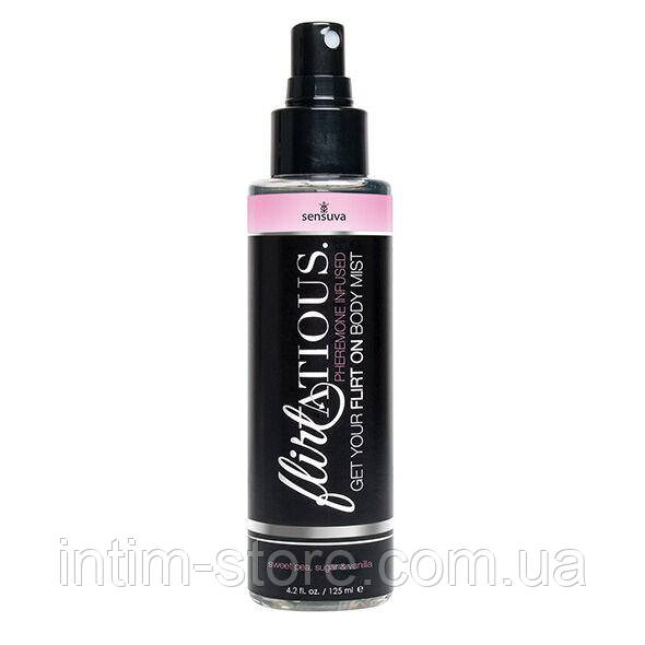 Спрей-міст для тіла з феромонами Sensuva Flirtatious Vanilla, Sugar, & Sweet Pea (125 мл) SO4939, фото 1