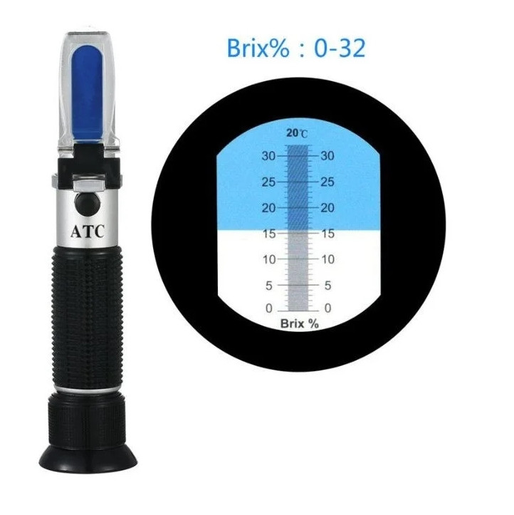 Рефрактометр 0-32% для цукру, соків, фруктів, браги 0-32% з автоматичною корекцією температури., фото 1
