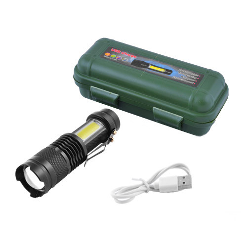 Ліхтар 8468-XPE+COB, ЗП mircoUSB, вбудований акумулятор, zoom, Box
