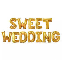 Фольгированные надувные шары SWEET WEDDING | Золото