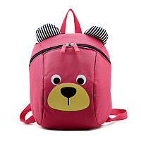 Рюкзак детский 2-6 лет дошкольный Мишка с поводком Розовый ( код: IBD001P )