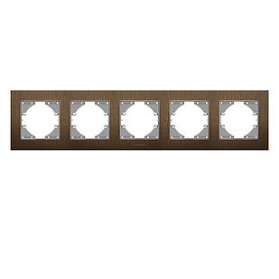 VIDEX BINERA Рамка шоколадний алюміній на 5 місць горизонтальна