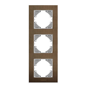 VIDEX BINERA Рамка шоколадний алюміній на 3 місця вертикальна