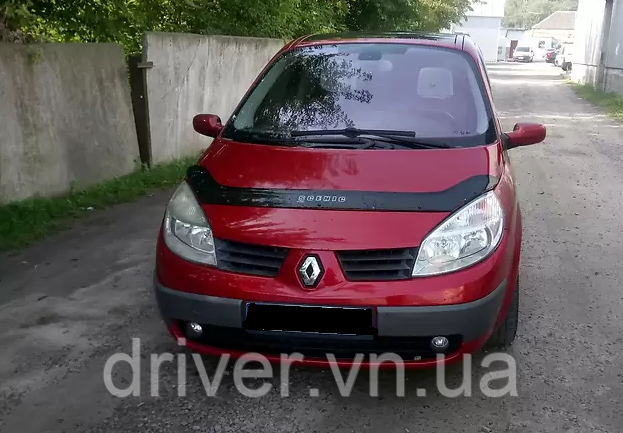Дефлектор капота (мухобойка) Renault Scenic (II) 2003-2009, на кріпленнях